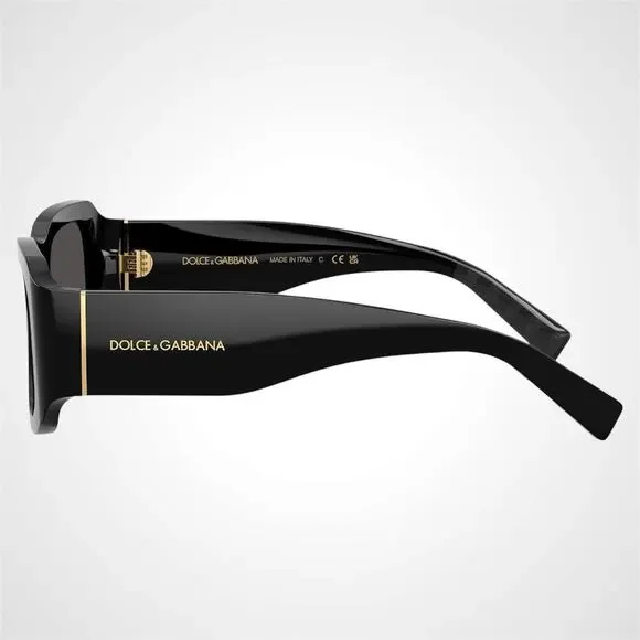 New Dolce & Gabbana Sunglasses Black Rectangle Square Gold Gray Lens New